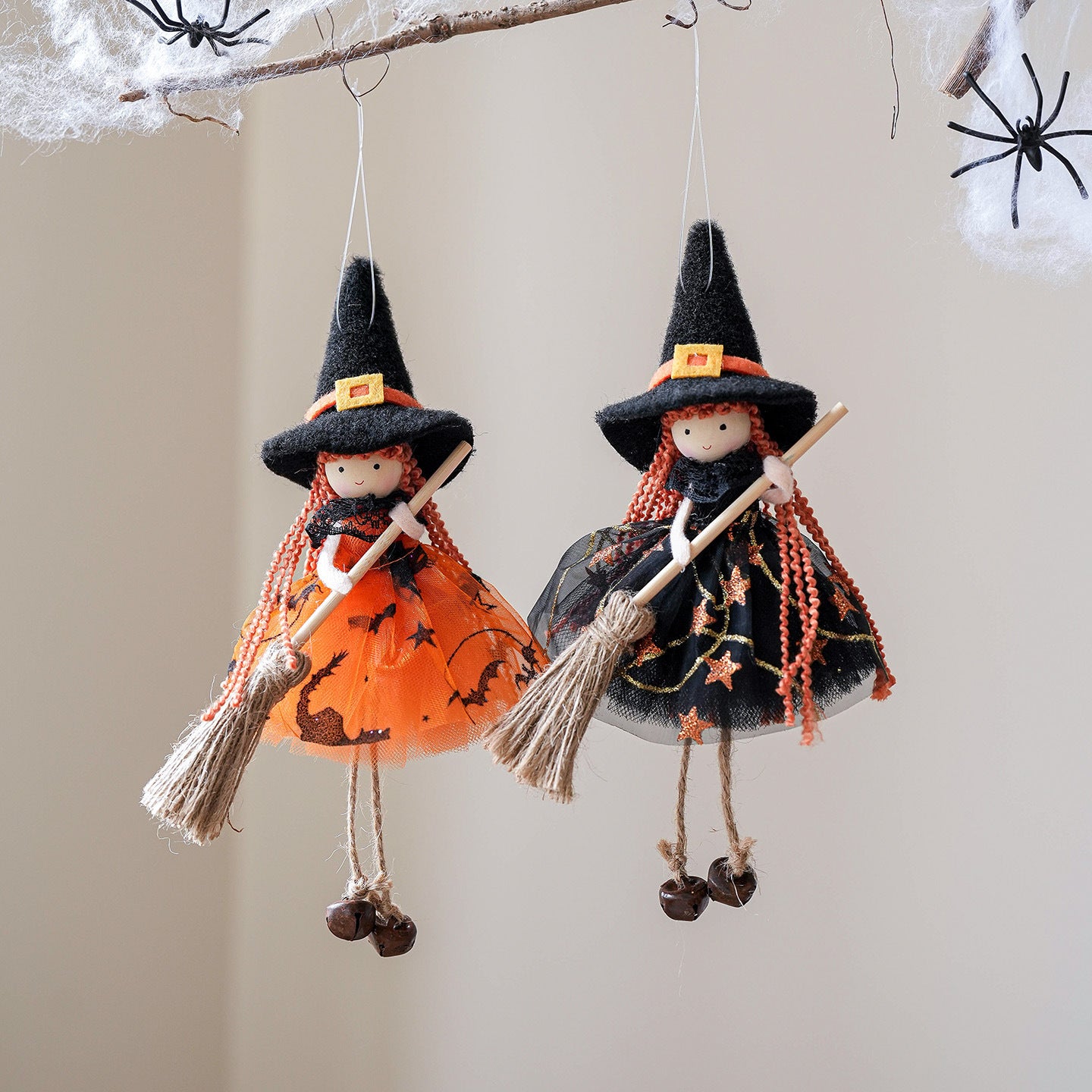 Halloween Mesh Broom Girl Angel Christmas Tree Pendant
