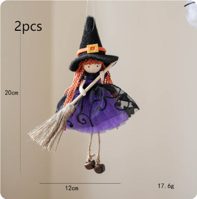 Halloween Mesh Broom Girl Angel Christmas Tree Pendant