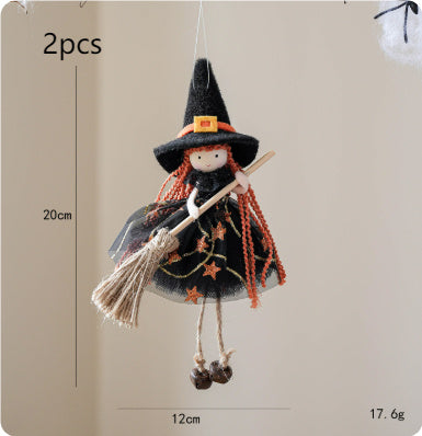 Halloween Mesh Broom Girl Angel Christmas Tree Pendant
