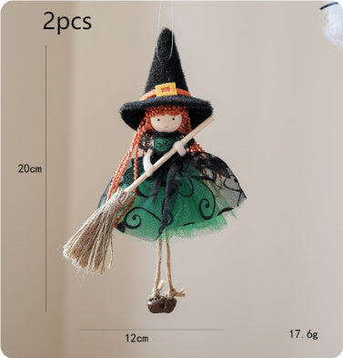 Halloween Mesh Broom Girl Angel Christmas Tree Pendant