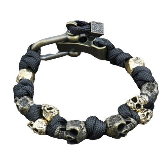 Halloween Jewelry Skull Premium Paracord Bracelet Stylish Skull Premium Paracord Bracelet Men's Handmade Punk Hiphop Woven Bracelet Creative