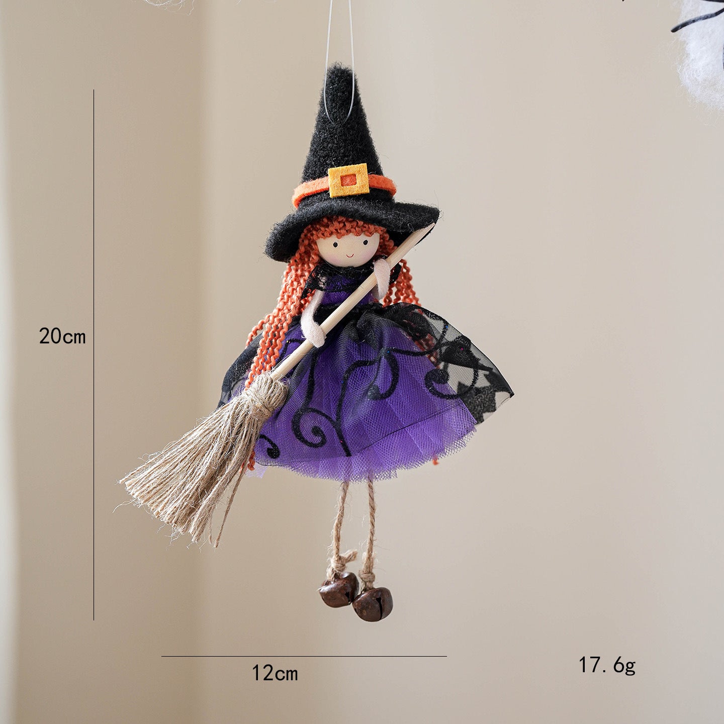 Halloween Mesh Broom Girl Angel Christmas Tree Pendant